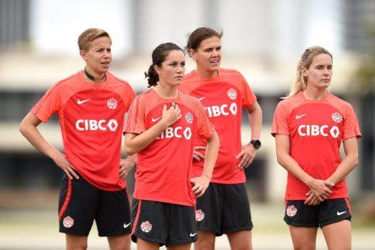 Canadá, en busca de justicia. Quinn, Fleming, Sinclair y Lacasse durante una sesión de entrenamiento reciente.