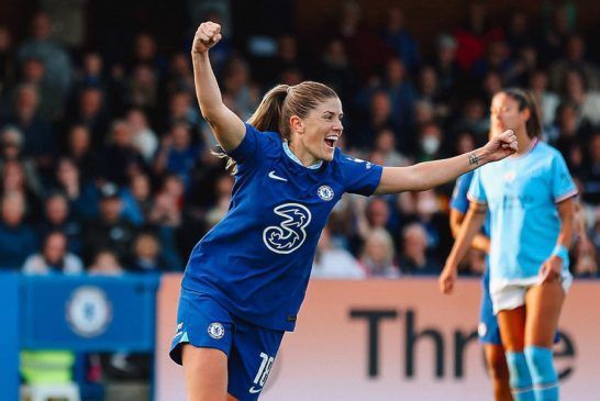 Mjelde renueva con las blues. La jugadora celebra uno de sus goles de la pasada temporada contra el Manchester City.